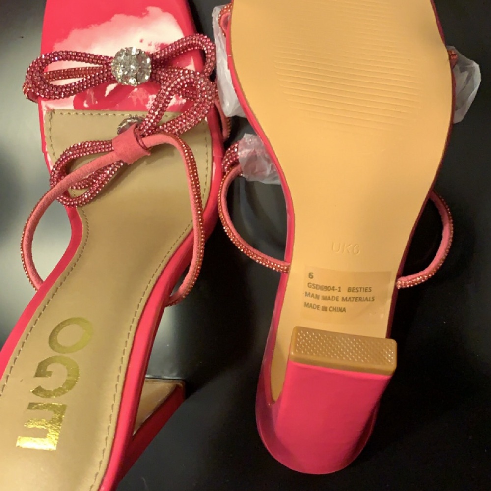 EGO pink bling strapped with rhinestones heels Size 6
